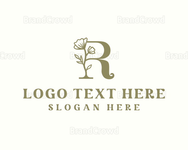 Floral Organic Letter R Logo