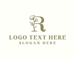Flower - Floral Organic Letter R logo design
