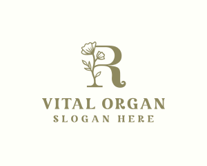 Floral Organic Letter R logo design