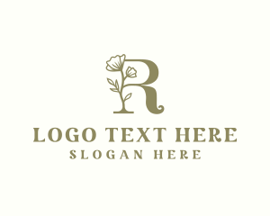 Classic - Floral Organic Letter R logo design