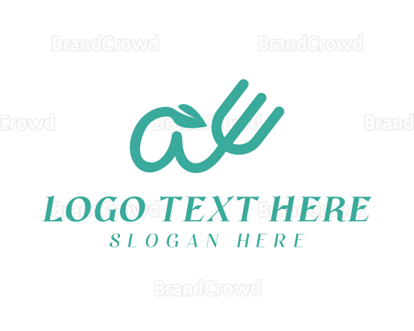 Leaf Fork Letter A Logo