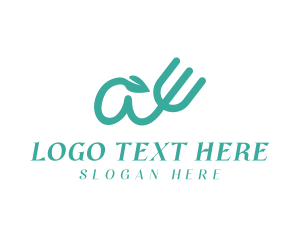 Vegan - Leaf Fork Letter A logo design