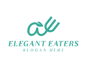 Silverware - Leaf Fork Letter A logo design