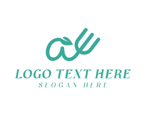 Utensil - Leaf Fork Letter A logo design