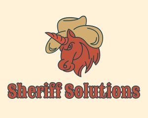 Cowboy Hat Unicorn  logo design