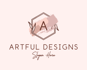 Natural Hexagon Watercolor logo design