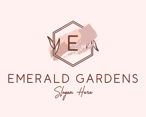 Natural Hexagon Watercolor logo design