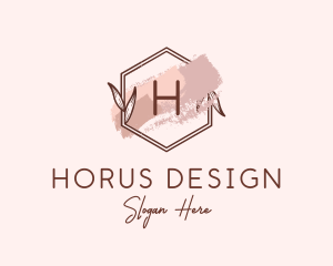 Natural Hexagon Watercolor logo design