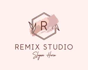 Natural Hexagon Watercolor logo design