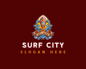 Foil Surfing Board Waves logo design