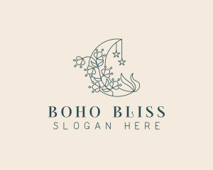 Boho - Floral Boho Moon logo design