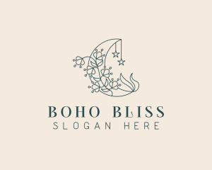 Floral Boho Moon logo design