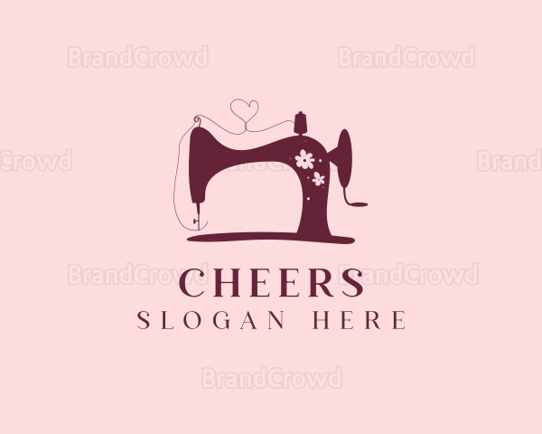 Floral Sewing Machine Tailoring Logo