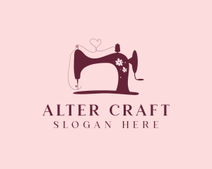 Floral Sewing Machine Tailoring logo design