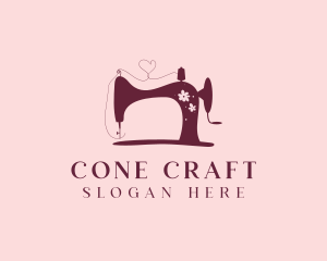 Floral Sewing Machine Tailoring logo design