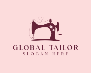 Floral Sewing Machine Tailoring logo design