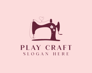 Floral Sewing Machine Tailoring logo design