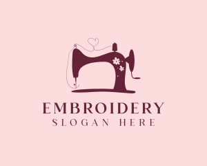 Floral Sewing Machine Tailoring logo design