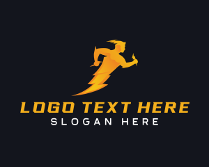 Fast - Human Lightning Bolt logo design