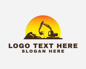Excavator - Excavator Digging Sunset logo design