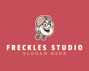 Freckles - Retro Eyeglass Girl logo design