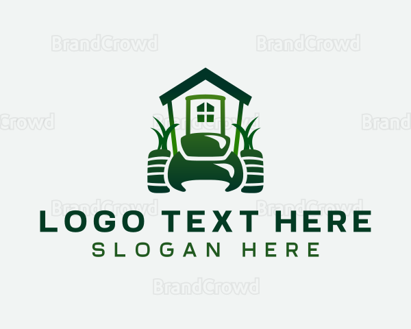 Lawn Mowing Gardener Logo