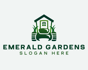 Lawn Mowing Gardener logo design