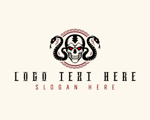 Snake - Skull Head Python logo design