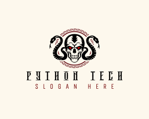 Skull Head Python logo design