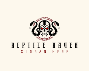 Skull Head Python logo design