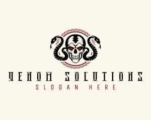 Skull Head Python logo design