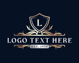 Heraldry - Shield Crest Floral logo design