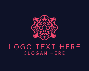 Sugar Skull - Festive Leaf Skull logo design