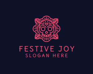 Festive Leaf Skull  logo design