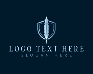 Calligrapher - Feather Quill Shield logo design