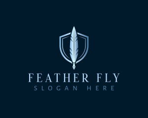 Feather Quill Shield logo design