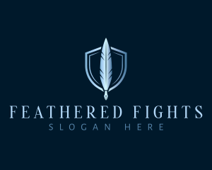 Feather Quill Shield logo design