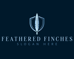 Feather Quill Shield logo design