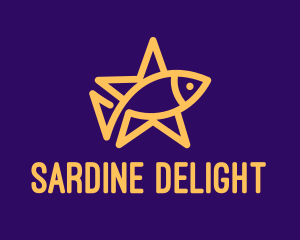 Sardine - Yellow Fish Star logo design