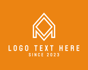 White - Diamond House Letter M logo design