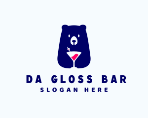 Bear Cocktail Bar Drink logo design