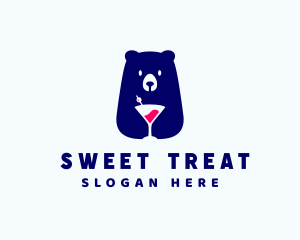 Bear Cocktail Bar Drink logo design