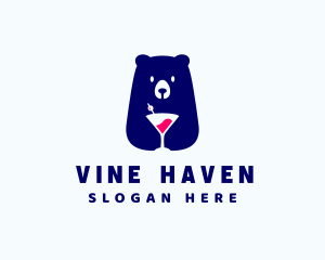 Bear Cocktail Bar Drink logo design