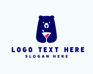 Ice Cubes - Bear Cocktail Bar Drink logo design