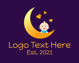 Nursery - Moon Baby Hearts logo design