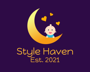 Cot - Moon Baby Hearts logo design
