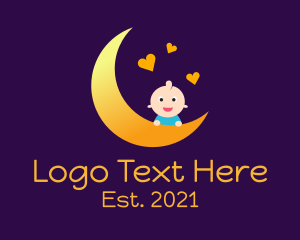 Baby - Moon Baby Hearts logo design