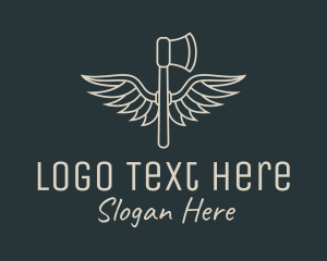 Wood - Winged Axe Weapon logo design