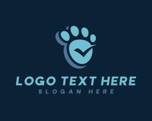 Pet Grooming - Check Mark Paw Print logo design