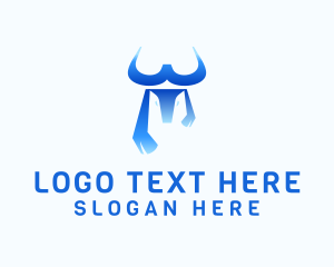 Bison - Blue Bull Letter W logo design